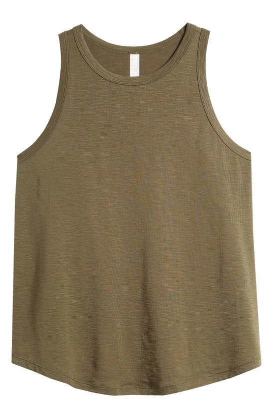 Shop Zella Spark Slub Tank Top In Olive Night