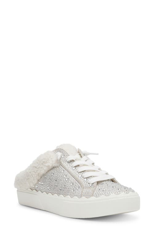 Shop Anne Klein Courage Faux Shearling Sneaker Mule In White Faux Fur/pearl