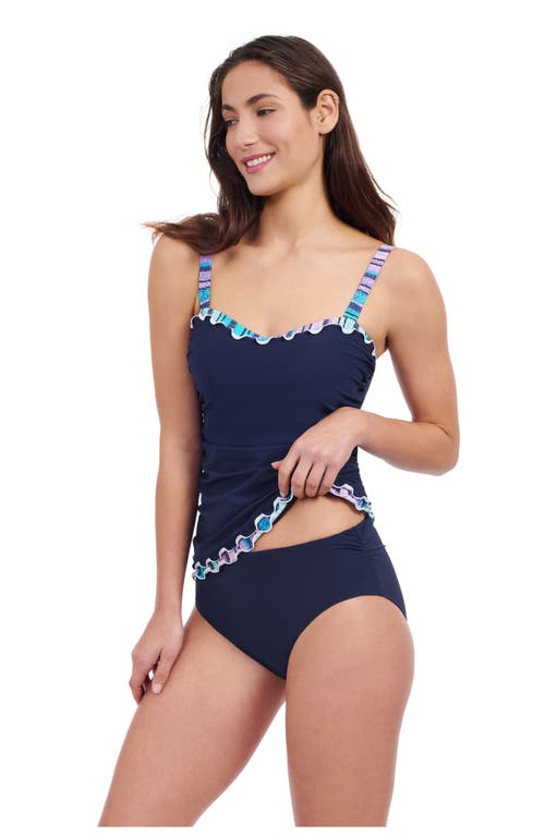 Profile By Gottex E-cup Underwire Tankini Top In Gin Fizz Black In Navy