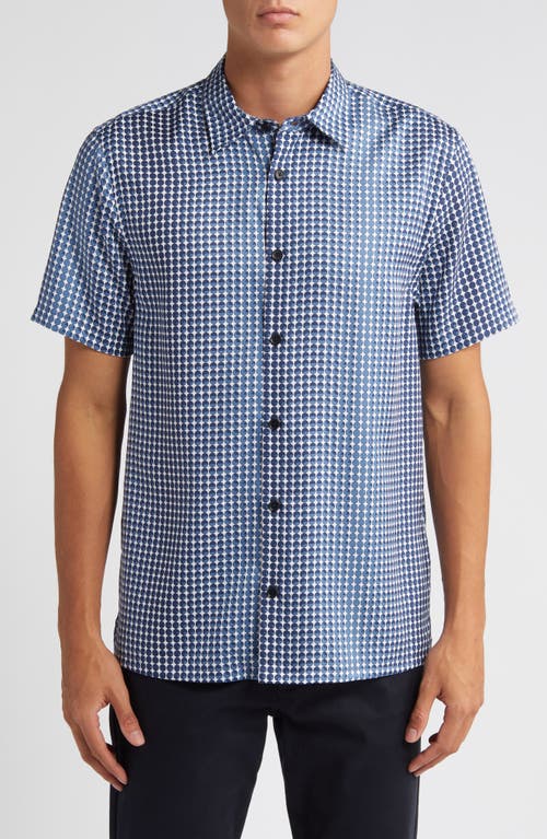 Ted Baker London Munden Relaxed Fit Ombré Dot Print Short Sleeve Button-Up Shirt Blue at Nordstrom,