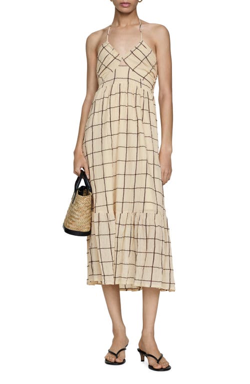 Mango Printed Strap Dress Ecru In Ecru