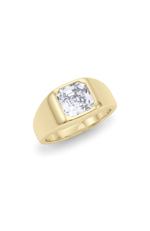 Men's Asscher Cut Lab Created Diamond Signet Ring in 18K Yellow Gold