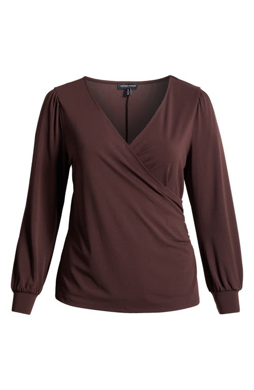 Universal Standard Balloon Sleeve Faux Wrap Crepe Jersey Top In Brulee