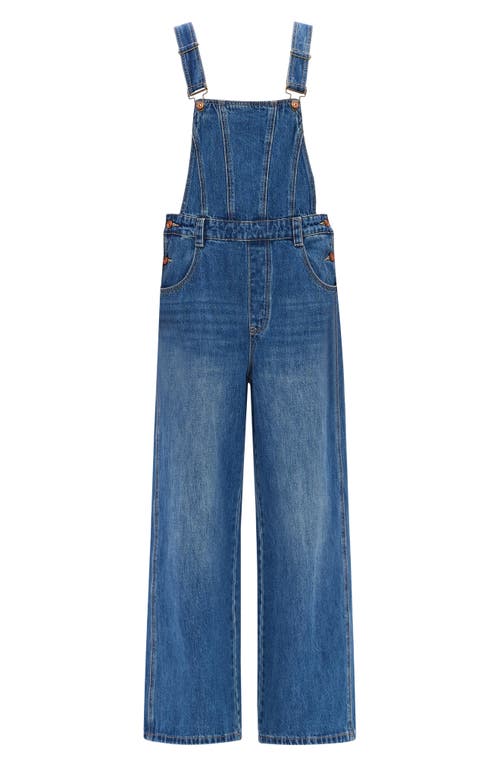 Bayeas Straight Leg Denim Overalls In Medium Blue