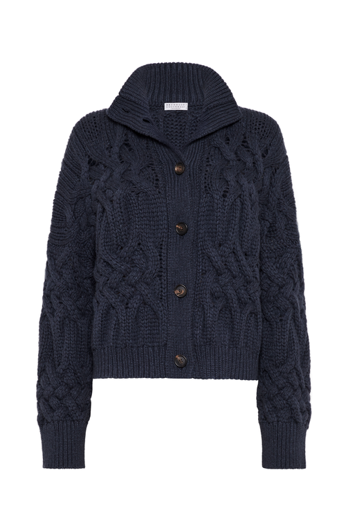 Shop Brunello Cucinelli Twisted Cables Cardigan In Night