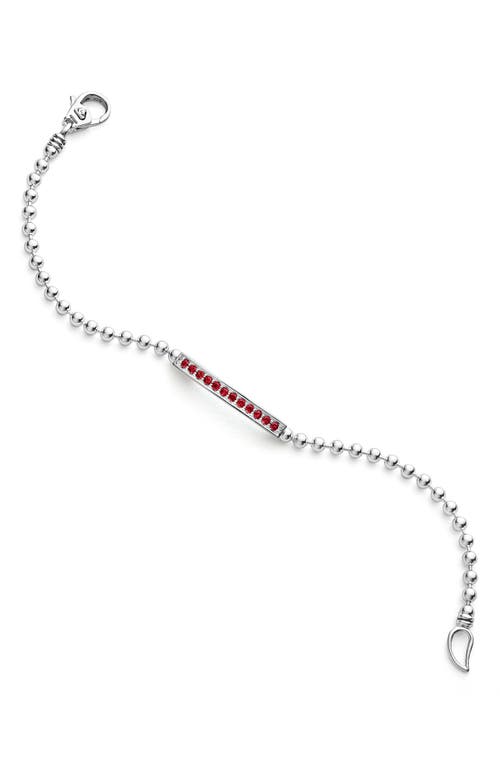 Shop Lagos Caviar Spark Ruby Bar Bracelet In Silver