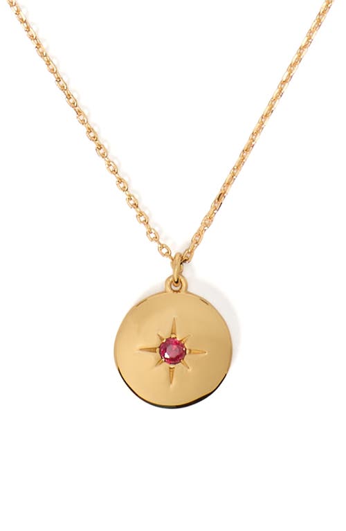 Kate Spade New York clear honesty medallion necklace in Red. 