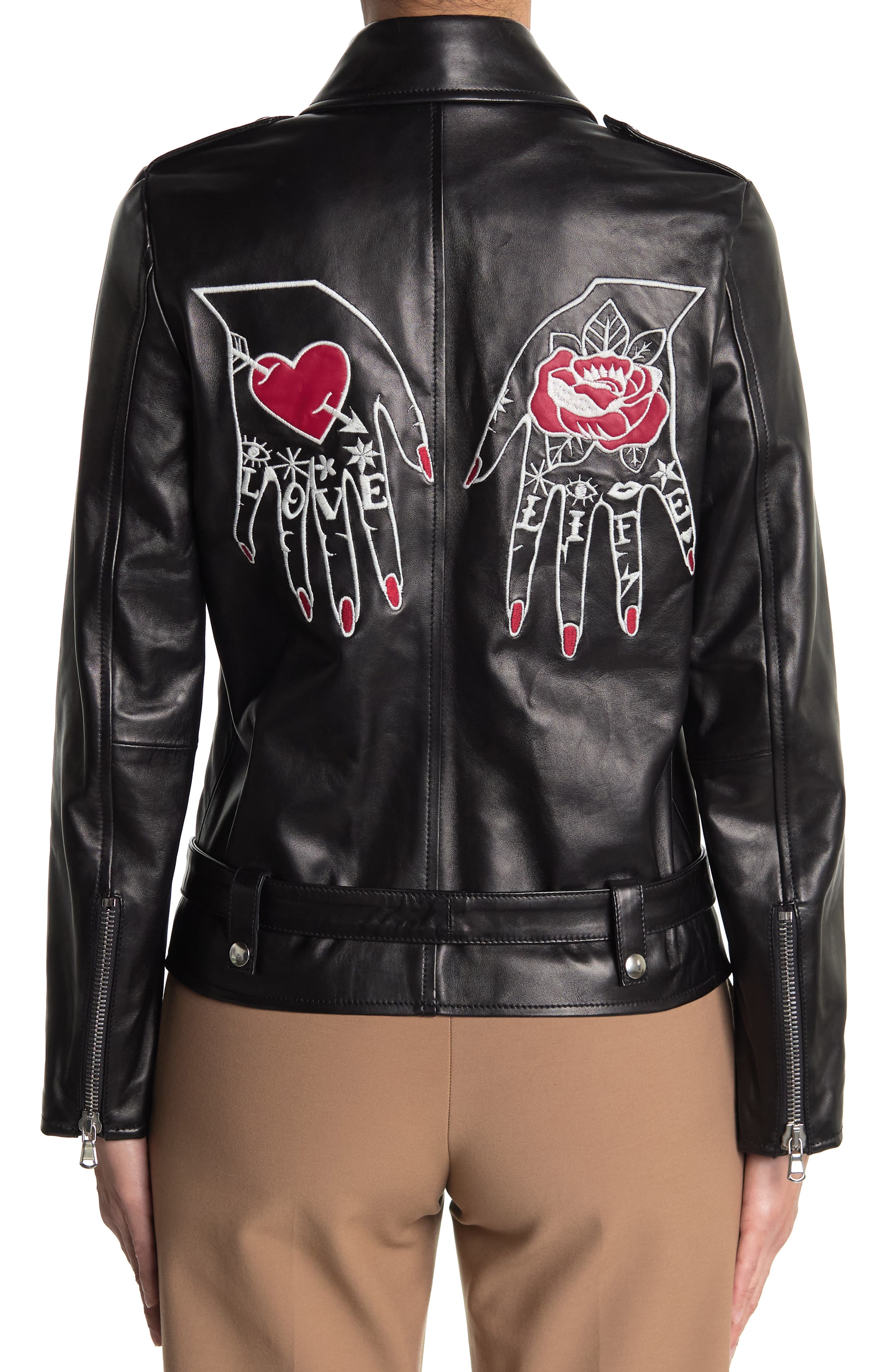 embroidered leather jacket