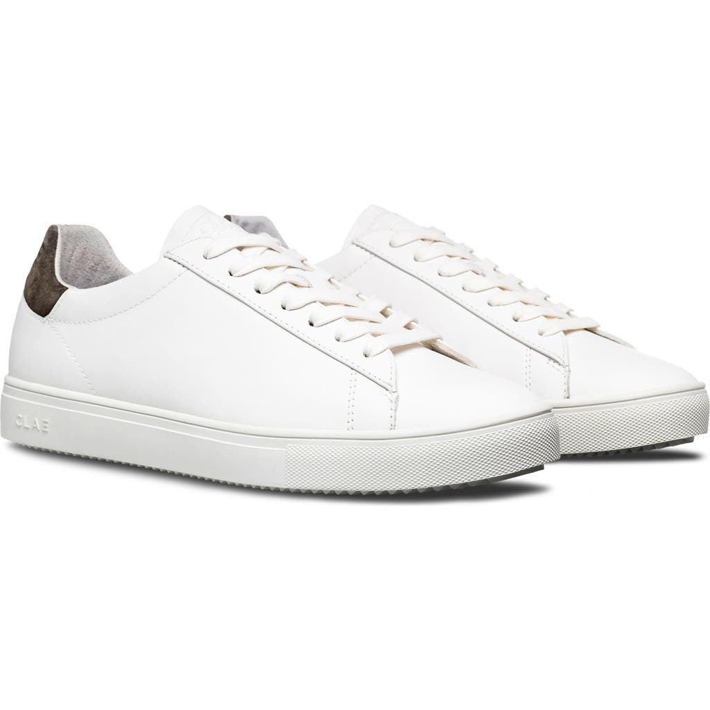 Clae Bradley Leather Sneaker In White Leather Olive Night