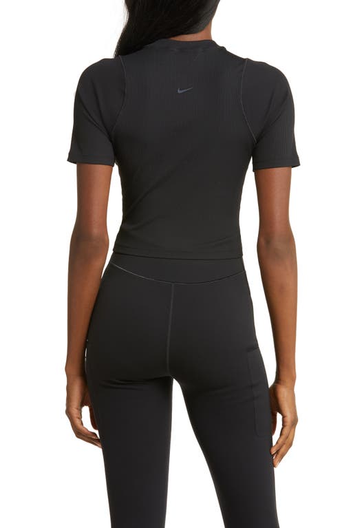 Shop Nike Essential Rib Crop T-shirt In Black/pcg6c