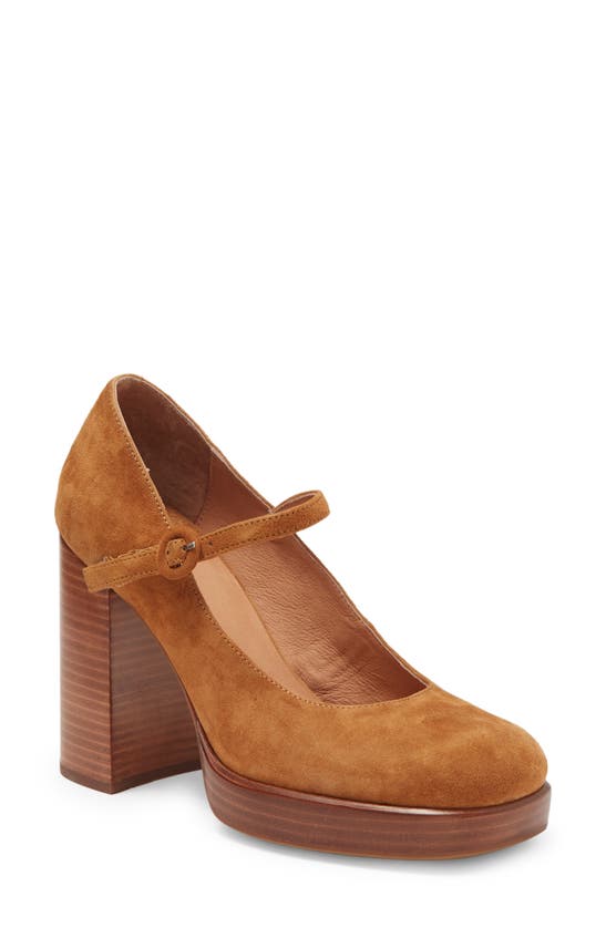 Jeffrey Campbell Mary Ann Platform Pump In Tan Suede Tan