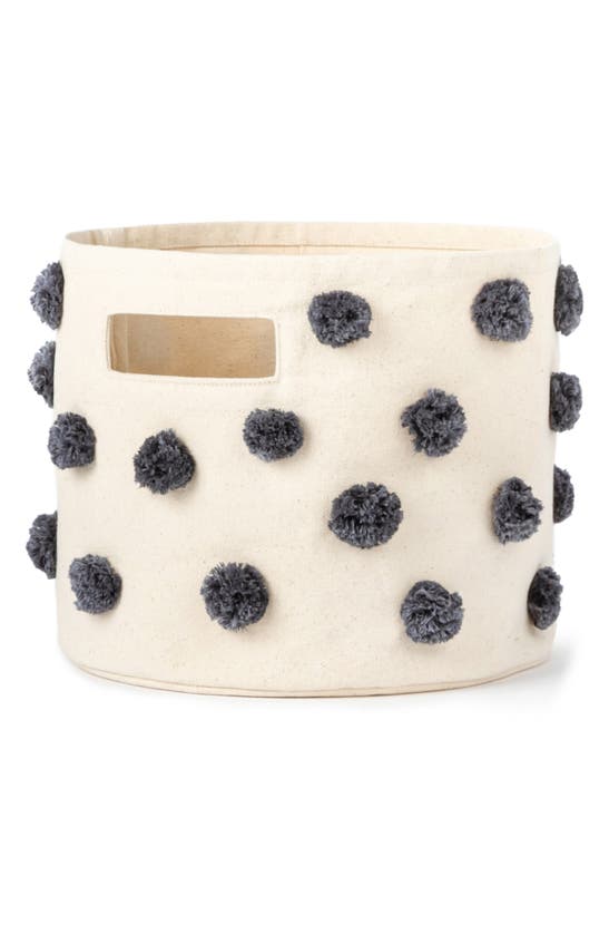 Pehr Mini Pompom Canvas Bin In Fountain Blue