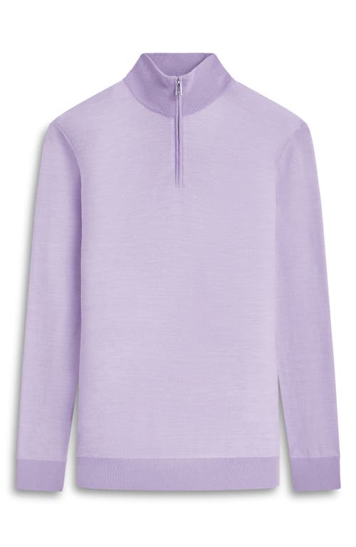 Shop Bugatchi Merino Wool & Silk Bird's Eye Quarter Zip Sweater In Lilac