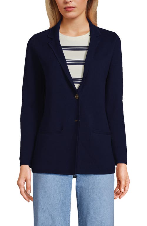 LANDS' END LANDS' END FINE GAUGE COTTON BUTTON FRONT BLAZER SWEATER