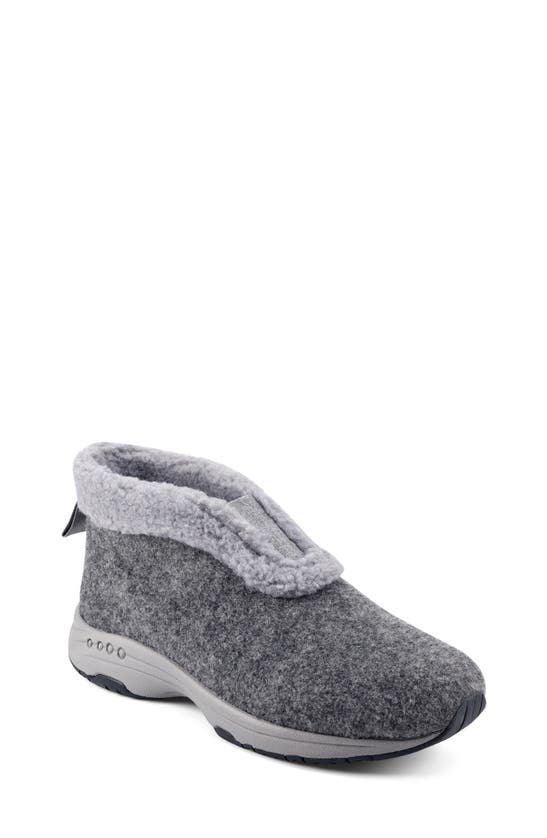 Easy Spirit Treepose 2 Womens Faux Fur Lined Bootie Slippers In Light Grey