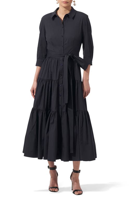 Carolina Herrera Stretch Cotton Belted Shirtdress Midnight at Nordstrom,