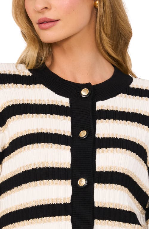 Cece Women's Striped Cardigan In Rich Black
