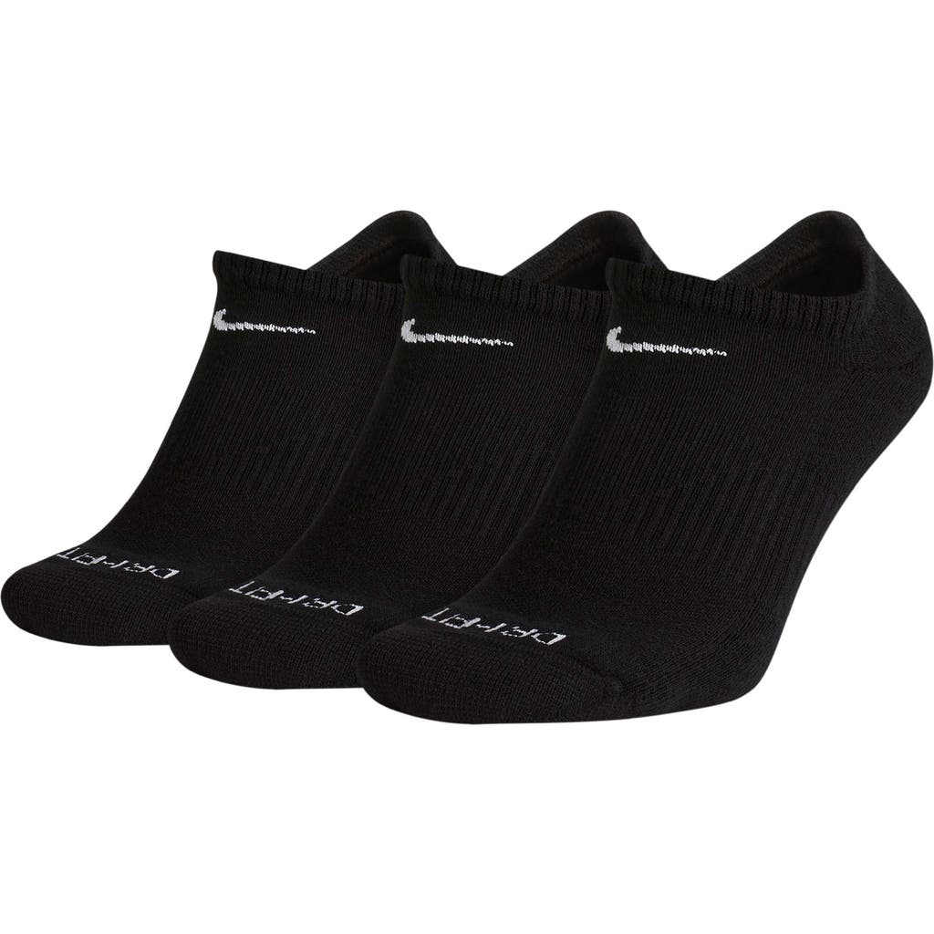 Nike Everyday Plus Cushion No-show Socks - 3 Pair Pack In Black/white