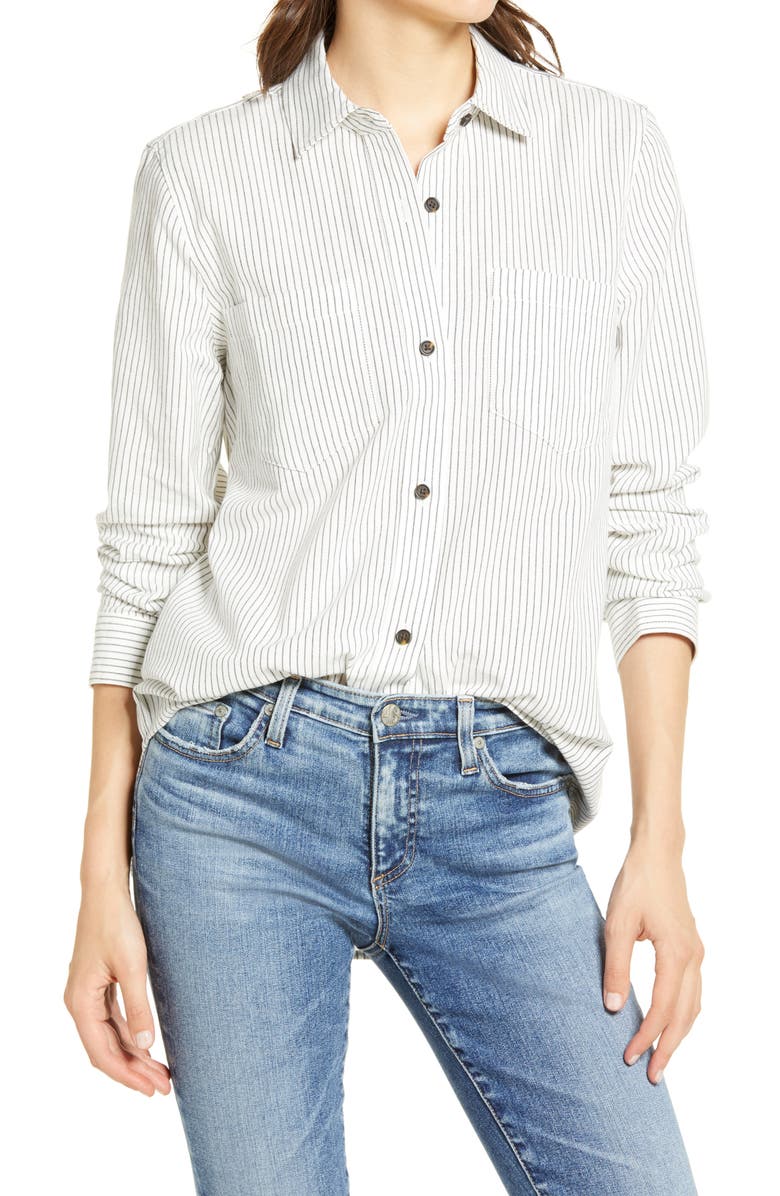 MADEWELL Classic Ex-Boyfriend Shirt, Main, color, CRINKLE STRIPE