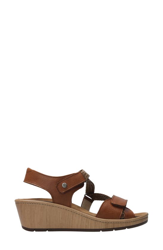 Shop Wolky La Jolla Ankle Strap Platform Wedge Sandal In Cognac Leather