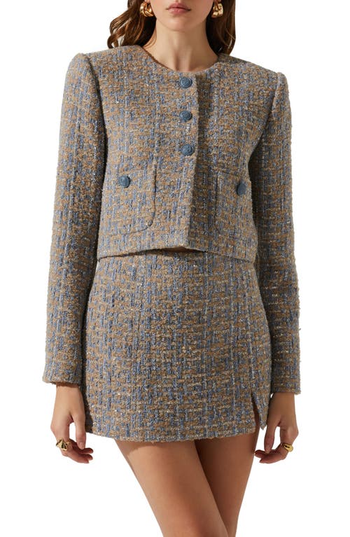 ASTR the Label Lyssa Tweed Jacket in Blue Taupe Silver at Nordstrom, Size X-Small