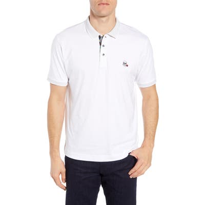 Robert Graham Easton Classic Fit Skull Applique Polo, White