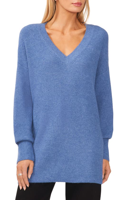 Halogen V-neck Tunic Sweater In Soft Indigo