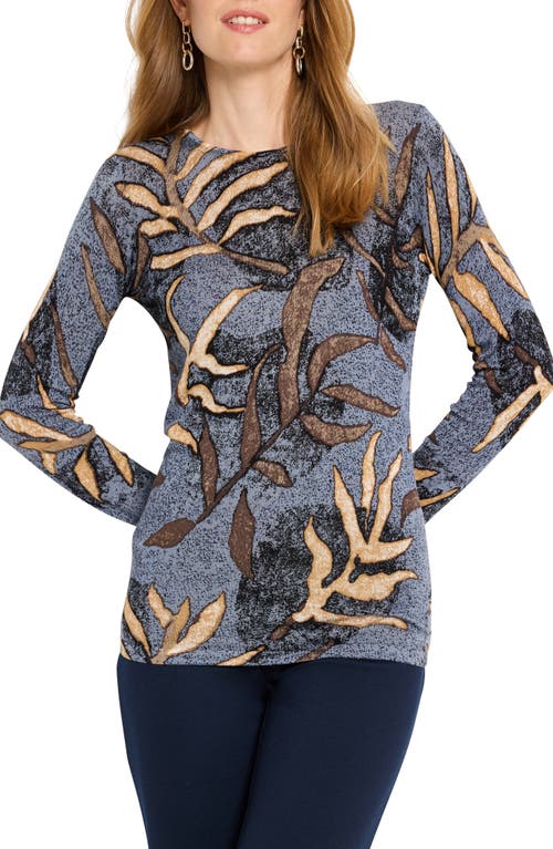 Nic + Zoe Midnight Fern Sweater In Indigo Multi