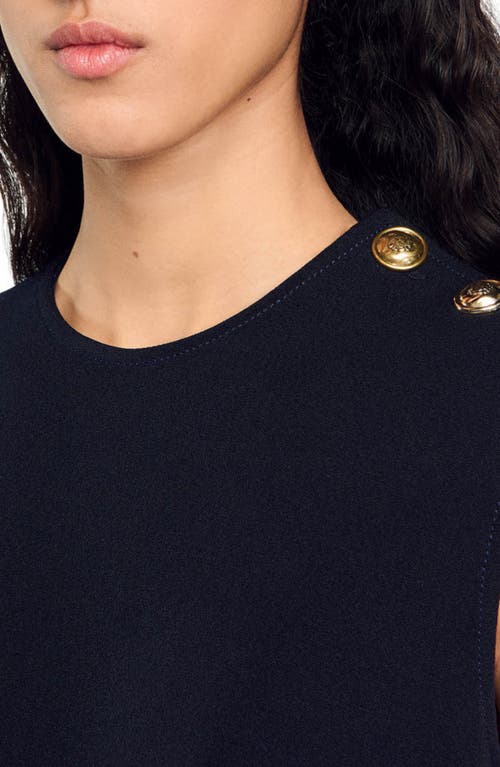 Sandro Button-detail Mini Dress In Navy Blue