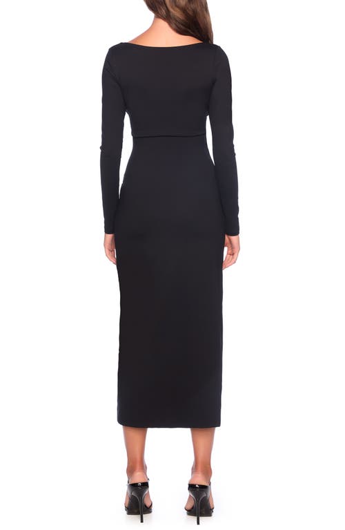 Shop Susana Monaco Wrap Front Long Sleeve Cocktail Midi Dress In Black