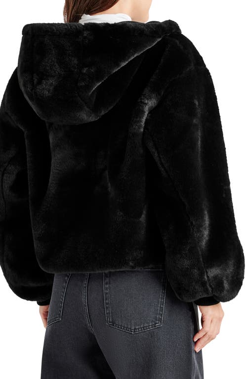 Shop Splendid Mikki Faux Fur Hoodie In Black