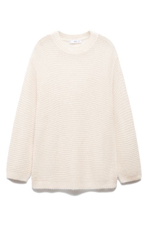 Shop Mango Grumpi Open Stitch Jersey Sweater In Ecru