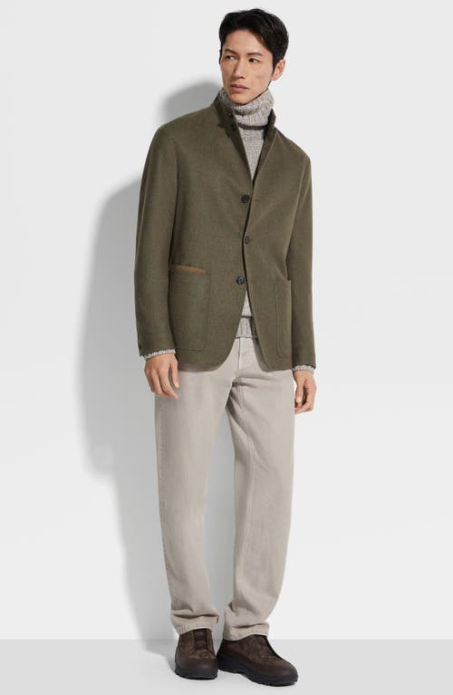 Zegna Oasi Cashmere Il Conte Chore Jacket In Fango