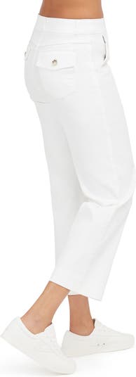 Spanx Pants Large Stretch Twill Cropped Women's Wide Leg White