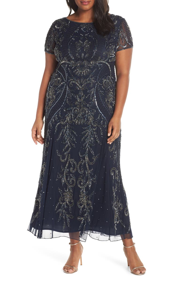 Pisarro Nights Embellished Mesh Maxi Dress (Plus Size) | Nordstrom