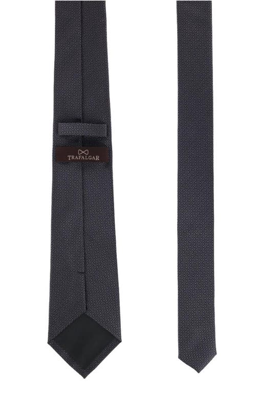 Shop Trafalgar The Monte Bello Interlocked Silk Tie In Graphite