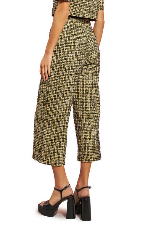 Shop English Factory Premium Tweed Culotte Pants In Yellow/black