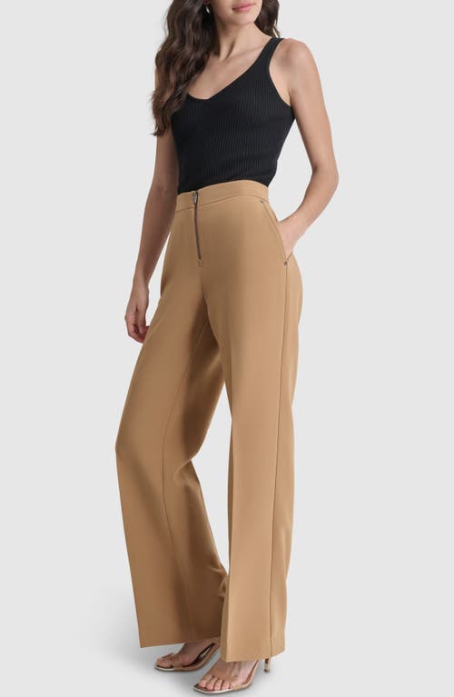 Shop Dkny Double Weave Wide Leg Pants In Russet