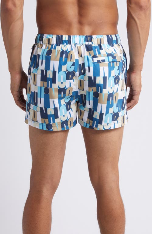 Original Penguin Multi Color Logo Swim Short In Vallarta Blue