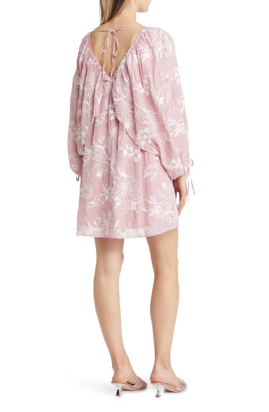 Btfl-life Cheryl Floral Long Sleeve Babydoll Minidress In Pink