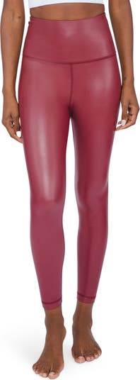 Fleece Lined High Waisted Faux Leather Leggings - Five Inch Waist Band -  92% Polyester / 8% Spandex, 7319963