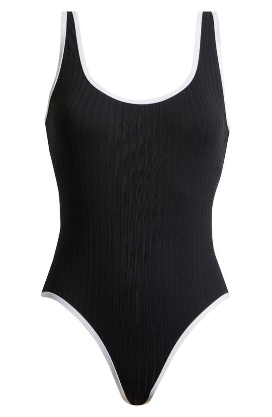 Shop Solid & Striped Annemarie Rib One-piece Swimsuit In Blackout