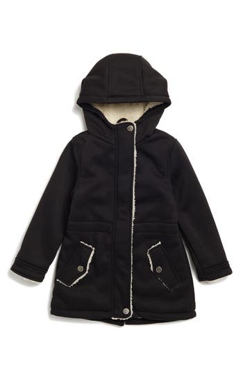 Urban Republic Kids' Hooded Fleece Trim Jacket In Black