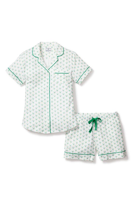 Petite Plume Match Point Short Cotton Pajamas In Green