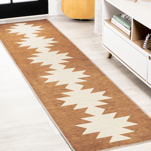 Jonathan Y Chayton Minimalist Geometric Machine-washable Area Rug In Terracotta/cream