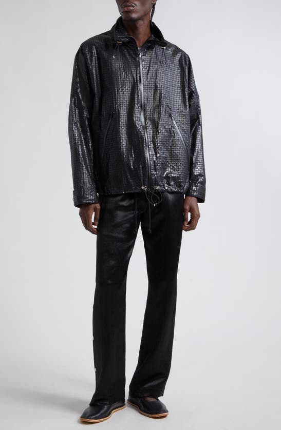 Shop Song For The Mute Basket Weave Faux Leather Jacket In Black