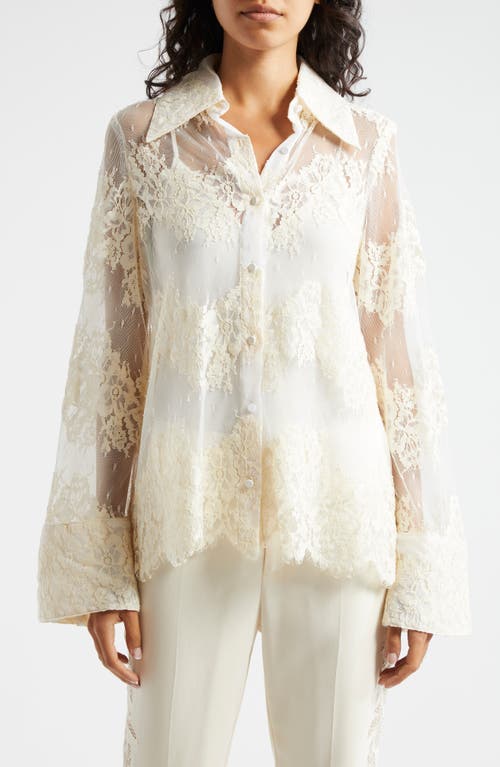 Cinq à Sept Missy Embroidered Floral Lace Mesh Top Gardenia at Nordstrom,
