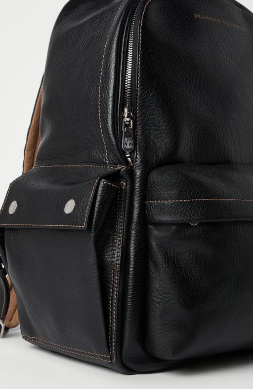 Shop Brunello Cucinelli Grained Calfskin Backpack In Black