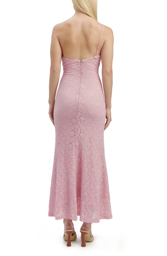 Shop Bardot Albie One-shoulder Stretch Cotton Blend Lace Dress In Candy Pink