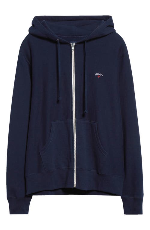 Shop Noah Lightweight Cotton Zip Hoodie In Navy